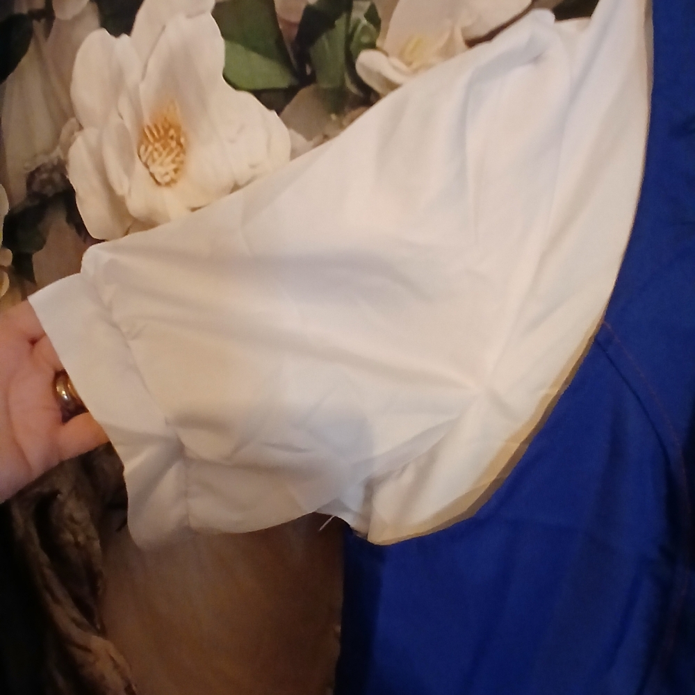 Royal Blue Women's Top with Gold Button Accents - Picture 4 of 9